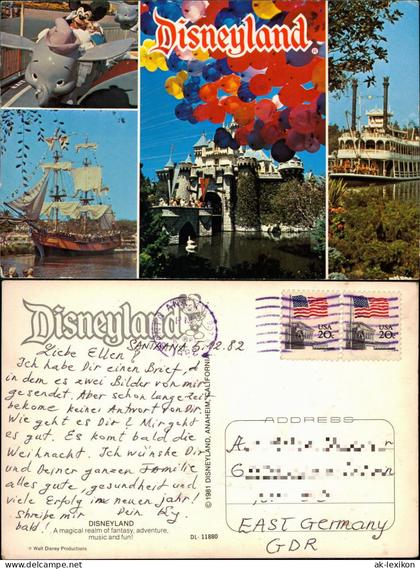 Postcard Anaheim Disneyland Mehrbild Ship Steamer 1982