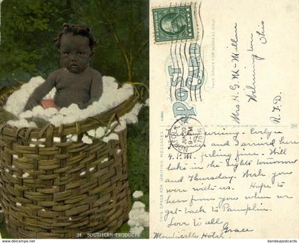 Black Americana, "Southern Products", Cotton (1916) C.T. Photochrom Postcard 39