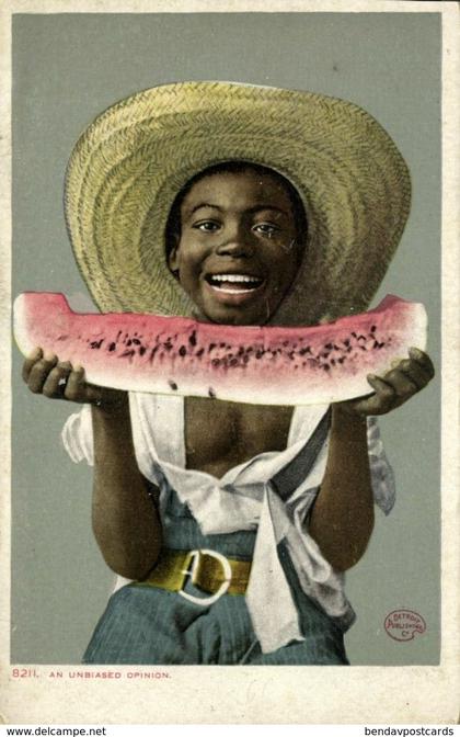 Black Americana, "Unbiased Opinion" (1900s) Detroit Publishing Co. 8211 Postcard