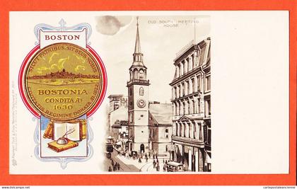 23949 /  BOSTON MA-Massachusetts BOSTONIA Condita 1630 Old South Meeting House 1900s RAPHAEL TUCK HERALDIC 5011