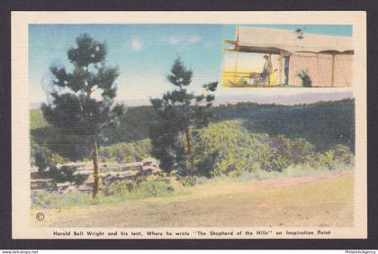 Postcard, United States, Branson MO, Harold Bell Wright and his tent
