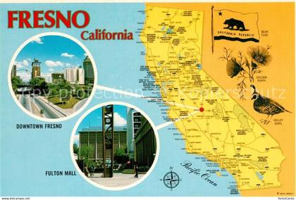Fresno California Downtown Fresno Fulton Mall Karte
