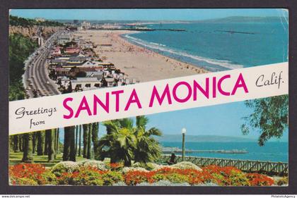 Vintage postcard USA Greetings from Santa Monica CA California Beach Pier View