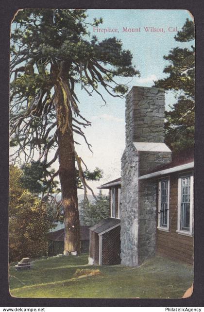 Vintage postcard USA Mount Wilson CA California Stone Fireplace Hotel