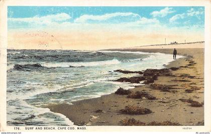 B538 US 1927 Surf and Beach Cape Cod Massachusetts postcard
