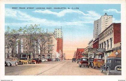A971 US West Trade Street Looking East Charlotte North Carolina Cars postcard