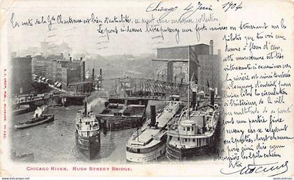 Usa - CHICAGO (IL) Chicago River - Rush street bridge