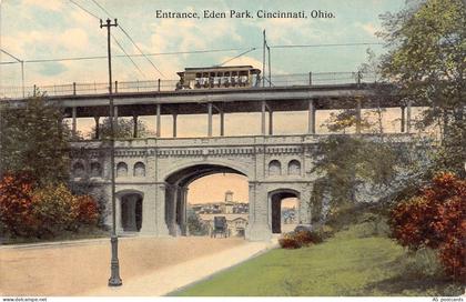 B520 US Entrance Eden Park Cincinnati Ohio Tram vintage postcard