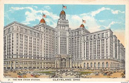 US Ohio Cleveland New Union Station Train Station vintage postcard