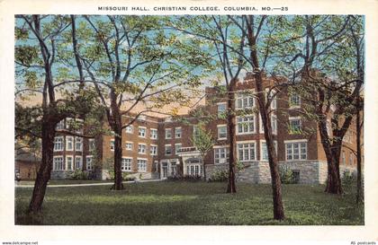 B357 US Columbia Missouri Hall Christian College vintage postcard