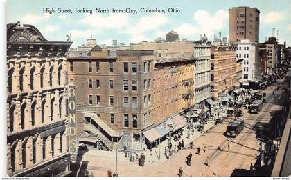A862 US High Street Columbus Ohio Shops Trams Bonds Sign postcard