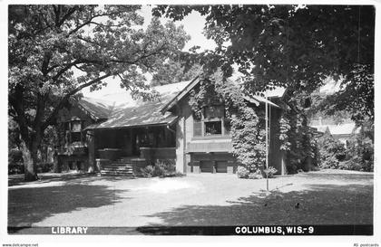 B539 US Library Columbus Wisconsin RPPC vintage postcard