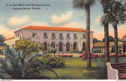 B671 US 1952 Post Office Waterfront Park Daytona Beach Florida vintage postcard