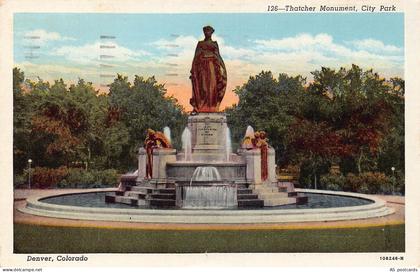 B521 US 1950 Thatcher Monument City Park Denver Colorado postcard