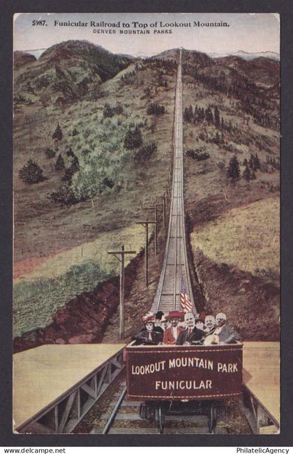 Postcard, United States, Denver CO, Lookout Mountain Park Funicular