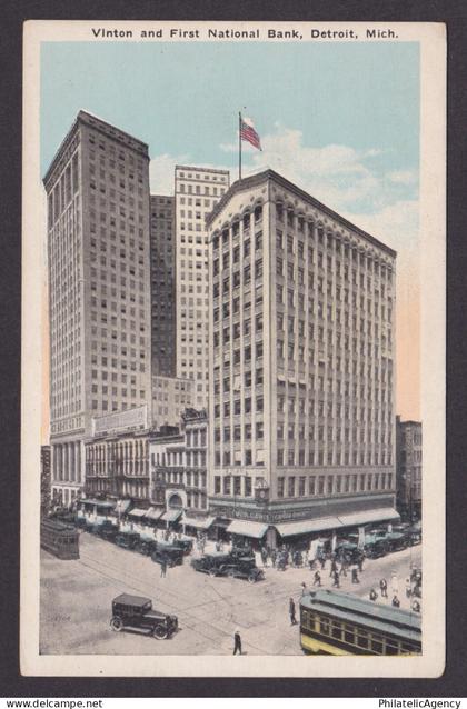 Vintage postcard USA Detroit MI Michigan Vinton First National Bank Buildings