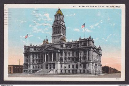 Vintage postcard USA Detroit MI Michigan Wayne County Building Architecture 1927