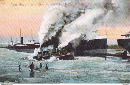 TUGS RECORD AND SINCLAIR BREAKING ICE IN DULUTH HARBOR