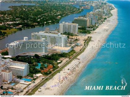 Miami Beach Boardwalk connects hotels along Miami Beach Air view