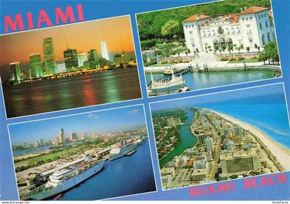 Miami Beach Many sights of Miami Villa Viscaya Cruise Port and Miami Beach aeria