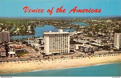 B351 US Aerial View of Fort Lauderdale Beach Venice of Americas vintage postcard