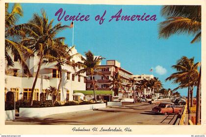 B352 US Florida Fort Lauderdale Venice of America Hotels vintage postcard