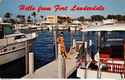 US 1973 Hello from Fort Lauderdale Bahia Mar Yacht Basin Florida postcard B961