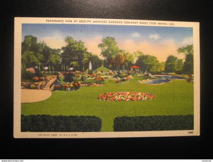 FORT WAYNE Indiana Adolph Jaenicke Gardens Swinney Park USA postcard