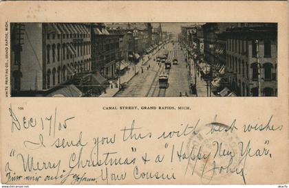 PC US, MI, GRAND RAPIDS, CANAL STREET, Vintage Postcard (b32173)