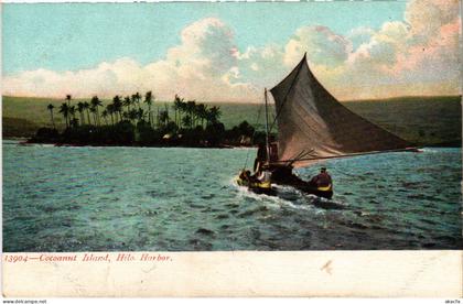 PC US, HAWAII, COCOANUT ISLAND, HILO HARBOR, Vintage Postcard (b62016)