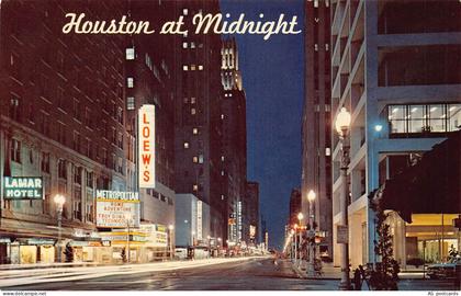 B542 US Houston at Midnight Lamar Hotel Loew's Texas postcard
