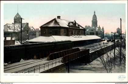 CPA Davenport Iowa USA, Passagierbahnhof