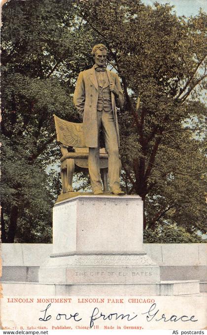 B360 US 1906 Lincoln Monument Lincoln Park Chicago vintage postcard