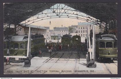 Postcard, United States, Indianapolis IN, Train Shed Traction Terminal Building