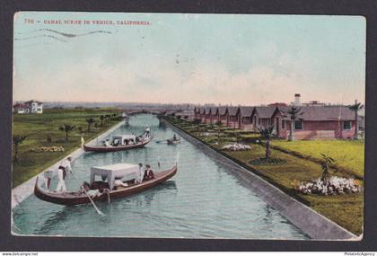 Postcard, United States, California CA, Canal Scene in Venice