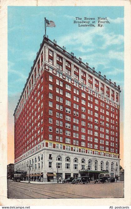 B510 US 1928 Brown Hotel Broadway at Fourth Louisville Kentucky vintage postcard