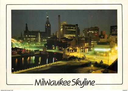 CPM A Night View Milwaukee Skyline Wisconsin