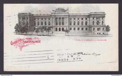 Postcard, United States, Milwaukee WI, Public Library and Museum