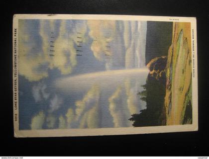 YELLOWSTONE National Park Montana Lone Star Geyser Haynes Studios Bozeman cancel LIVINGSTON 1962 to Sweden postcard USA