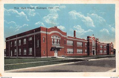 C158 Oklahoma Muskogee West High School  vintage postcard