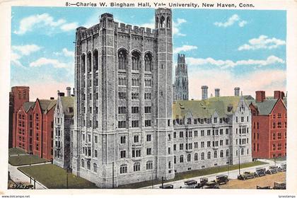 US Connecticut New Haven Yale University Bingham Hall Charles vintage postcard