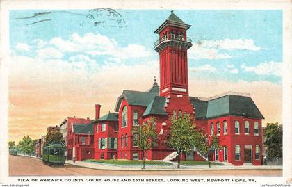 [-5%] ETATS UNIS - Virginia - Newport News - View of warwick county court house and 25th street - Carte postale ancienne