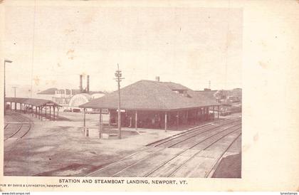 L483 Newport Vermont Station and Steamboat Landing vintage postcard