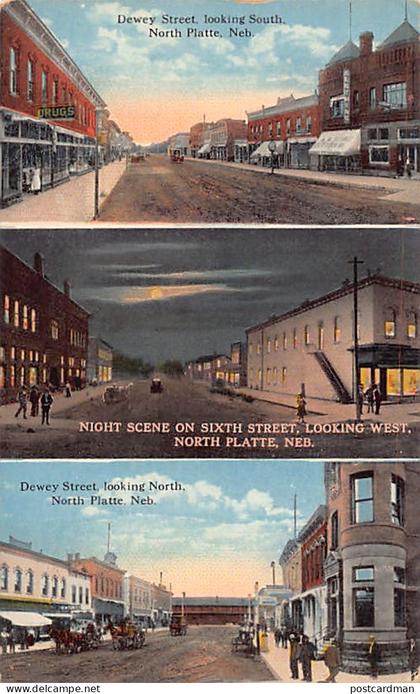 Usa - NORTH PLATTE (NE) Dewey street looking South - Night scene on 6th Street, looking West - Dewey street looking Nort