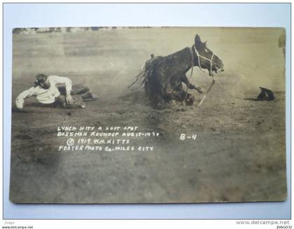 Carte  PHOTO :  LYNCH  HITS  A  SOFT  SPOT  BOZEMAN  ROUNDUP   1919  Foster Photo  Miles City