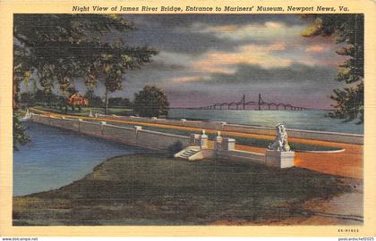 uk42280 entrance to marines museum night view james river bridge newport news va
