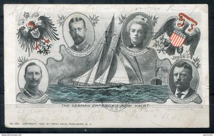 F0778 - USA - Postcard "The German Emperor's New Yacht" - forwarded from Brooklyn to Braunschweig 1902