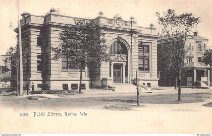 C159 Wisconsin Racine Public Library    vintage postcard