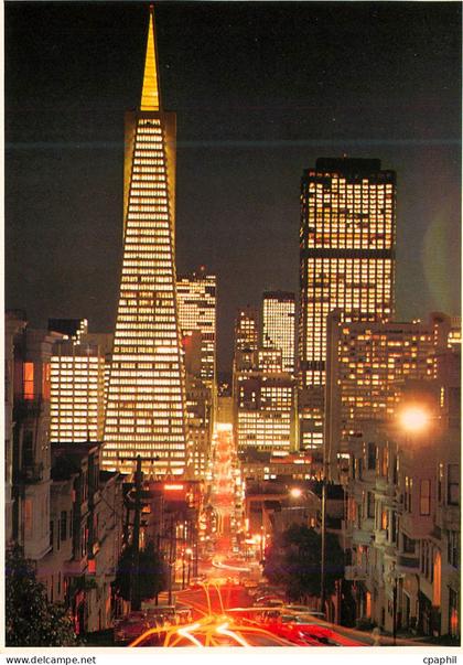 CPM San Francisco Bright Lights and Busy street of the San Francisco Skyline