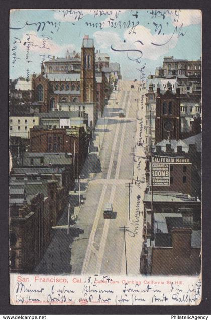 Vintage postcard USA San Francisco CA California St Hill Cable Pre Earthquake